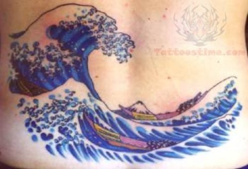 Sea Water Tattoo On Lowerback